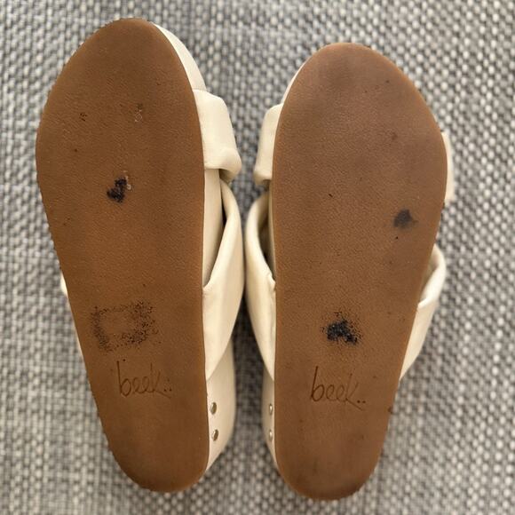 BEEK Leather Rhea Platform Flatform Criss Cross Comfort Sandals Eggshell White 8 - Picture 6 of 6